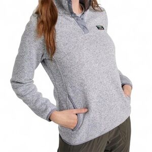 L.L.Bean Women's Sweater Fleece Pullover - Pewter Gray Snap-Front Size M EUC